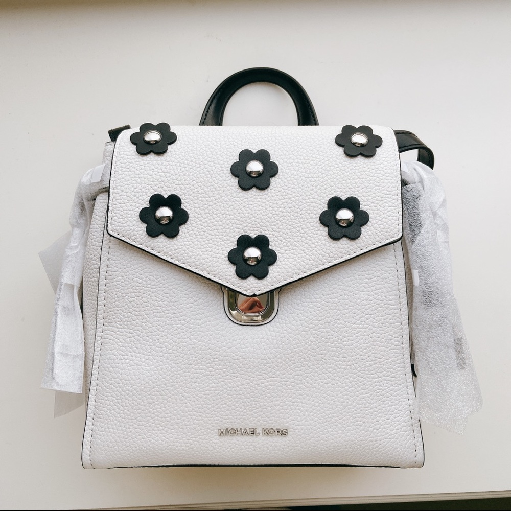 NEW Michael Kors Small Floral Backpack White
